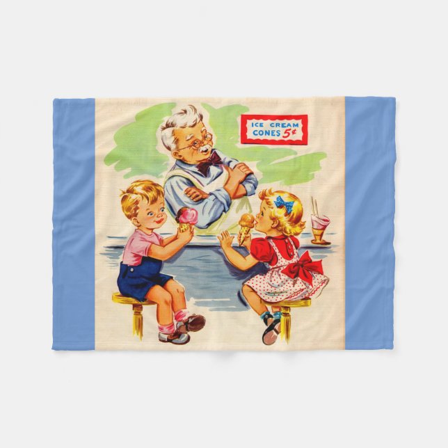 adorable kids at the soda fountain fleece blanket (Front (Horizontal))