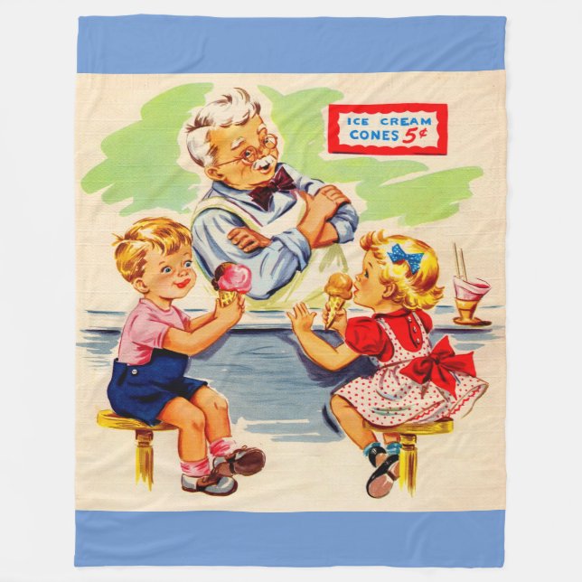adorable kids at the soda fountain fleece blanket (Front)