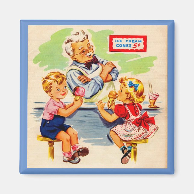 adorable kids at the soda fountain magnet (Front)