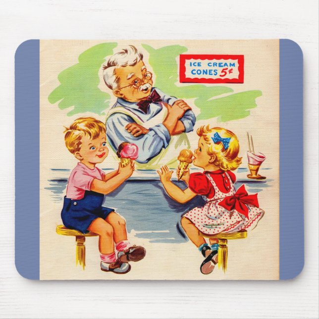 adorable kids at the soda fountain mouse pad (Front)