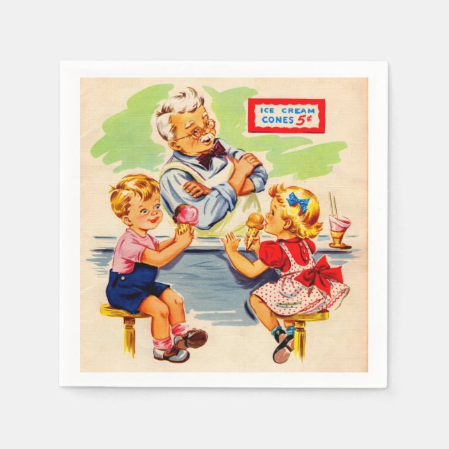 adorable kids at the soda fountain napkins (Front)