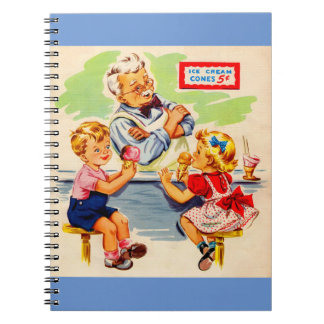 adorable kids at the soda fountain notebook