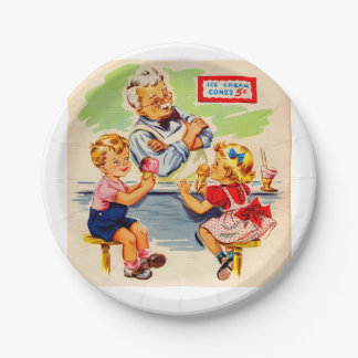 adorable kids at the soda fountain paper plates
