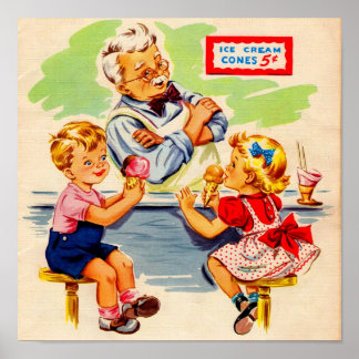 adorable kids at the soda fountain poster