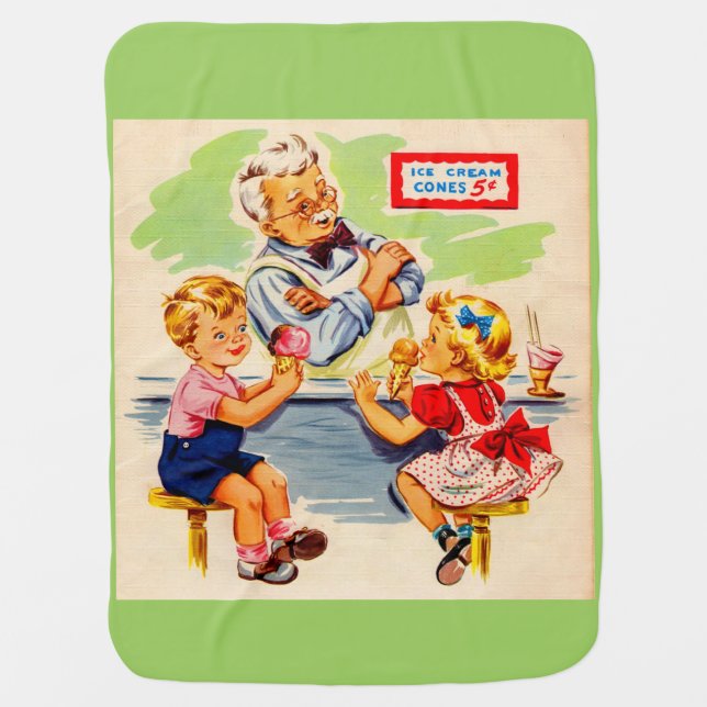 adorable kids at the soda fountain receiving blanket (Front)