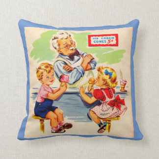 adorable kids at the soda fountain throw pillow