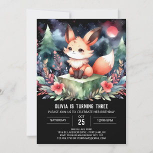 Adorable Kids Fox Birthday Invitation