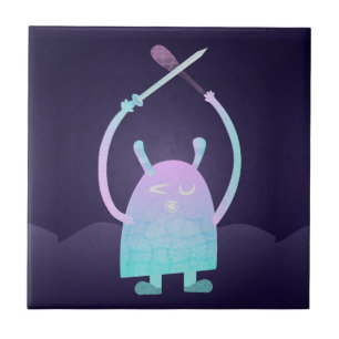 Adorable Kids Monster Character Ceramic Tile