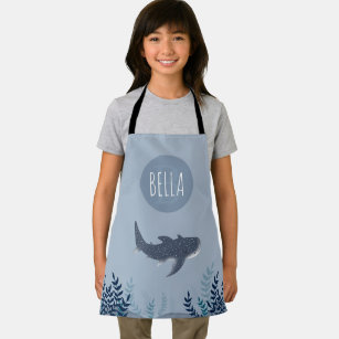 Adorable Kids Under the Sea Whale Shark Monogram Apron