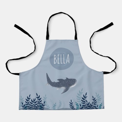 Adorable Kids Under the Sea Whale Shark Monogram Apron