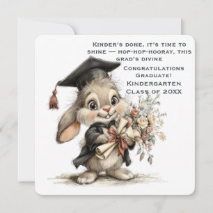 Adorable Kindergarten Graduate Bunny Illustration Holiday Card
