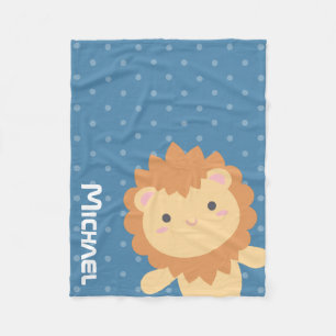 Adorable King of The Jungle Cute Cartoon Lion Kids Fleece Blanket