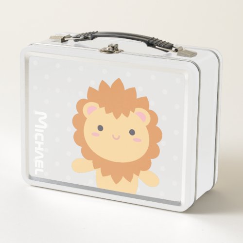 Adorable King of The Jungle Cute Cartoon Lion Kids Metal Lunch Box