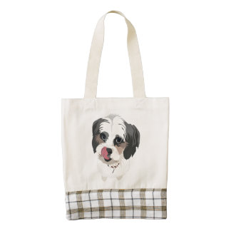 Adorable Kissing Bichon-Shitzu Dog Zazzle HEART Tote Bag