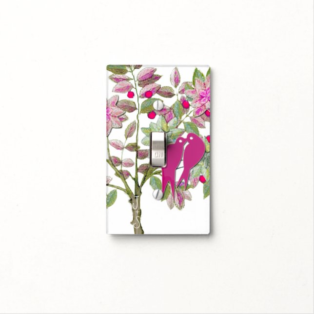 Adorable Kissing Birds with Romantic Initials Light Switch Cover (In Situ)