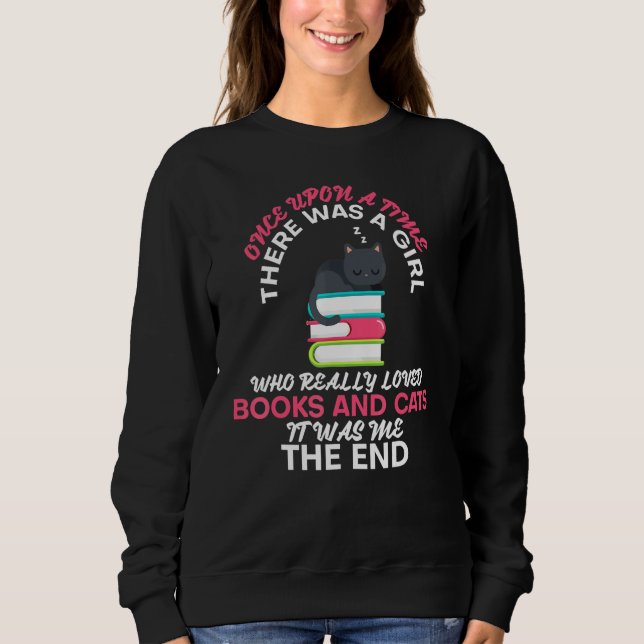 Adorable Kitten And Reading Men Women Sweatshirt (Front)