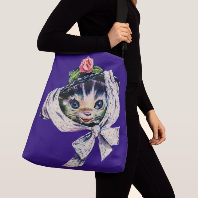 adorable kitten cat in a kitten cat hat crossbody bag (Close Up)