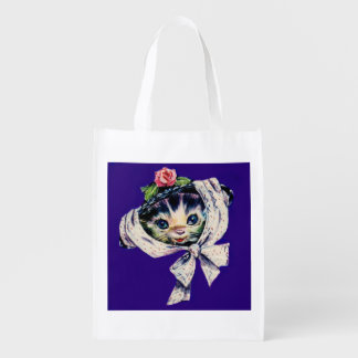 adorable kitten cat in a kitten cat hat grocery bag