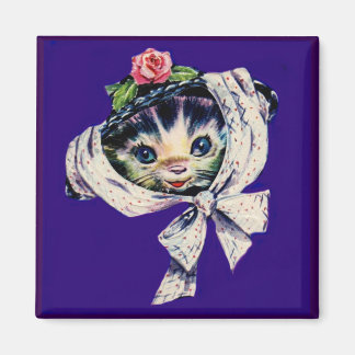 adorable kitten cat in a kitten cat hat magnet