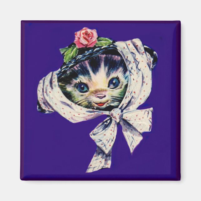 adorable kitten cat in a kitten cat hat magnet (Front)
