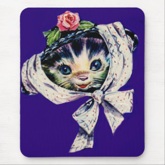 adorable kitten cat in a kitten cat hat mouse pad