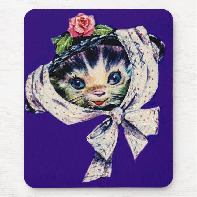 adorable kitten cat in a kitten cat hat mouse pad (Front)