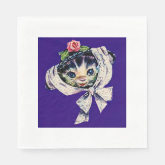 adorable kitten cat in a kitten cat hat paper napkins