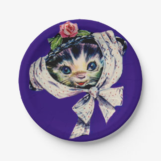 adorable kitten cat in a kitten cat hat paper plates