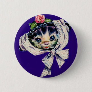 adorable kitten cat in a kitten cat hat pinback button