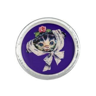 adorable kitten cat in a kitten cat hat ring