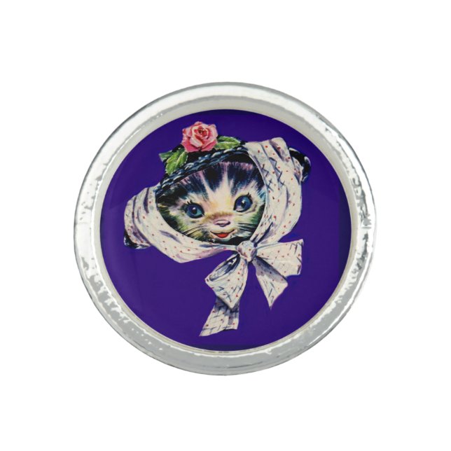 adorable kitten cat in a kitten cat hat ring (Front)