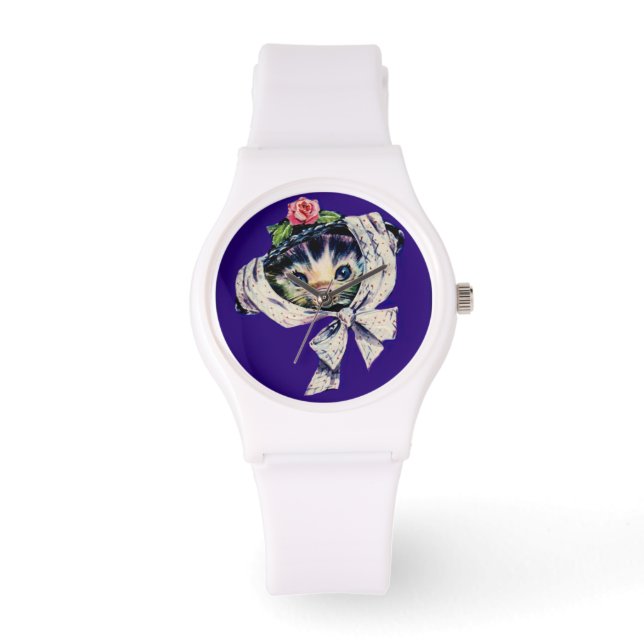 adorable kitten cat in a kitten cat hat watch (Front)