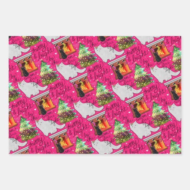 Adorable kitten Christmas wrapping paper  (Front 3)