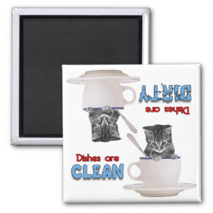 Adorable Kitten In A Cup Dishwasher Magnet