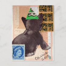 Adorable Kitten in A Party Hat Mixed Media Collage