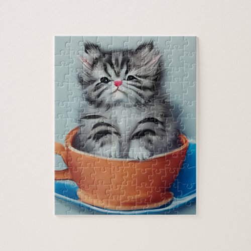 Adorable Kitten in a Teacup  Jigsaw Puzzle