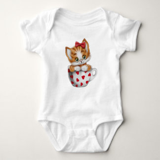 "Adorable Kitten in Cup Baby Bodysuit 