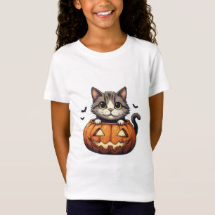 Adorable Kitten In Jack O Lantern Theme 🎃 T-Shirt