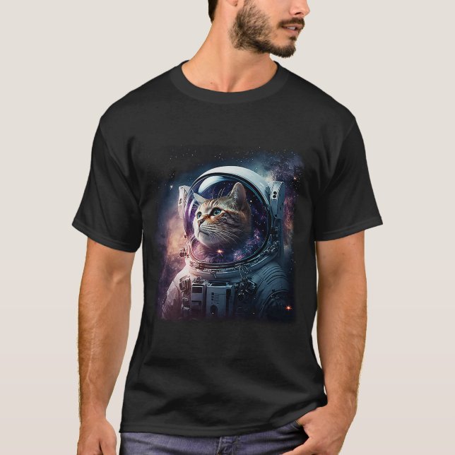 Adorable Kitten In Outer Space  Cat T-Shirt (Front)