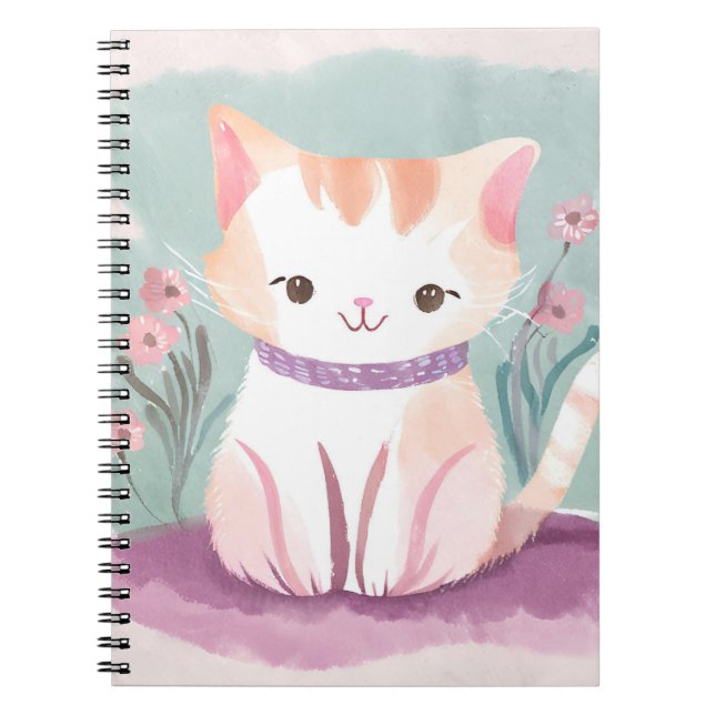 Adorable kitten in the flowers notebook (Front)