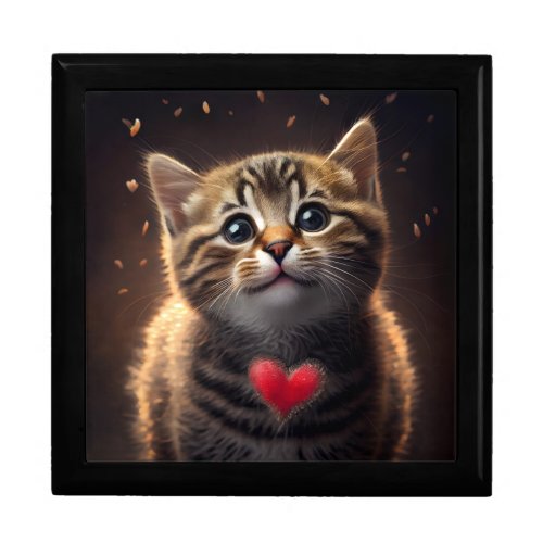 Adorable Kitten  Love Heart Gift Box