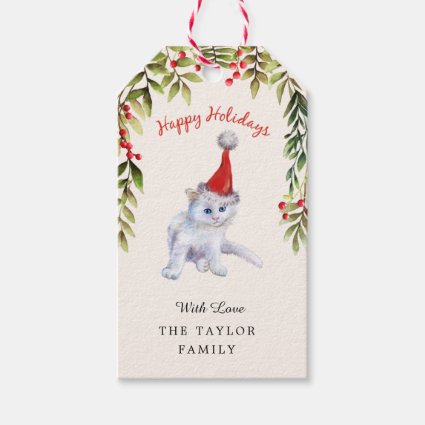 Adorable Kitten Merry Christmas Cat Lovers Red 