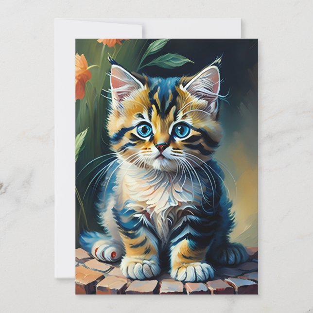Adorable Kitten Painting  Invitation (Front)