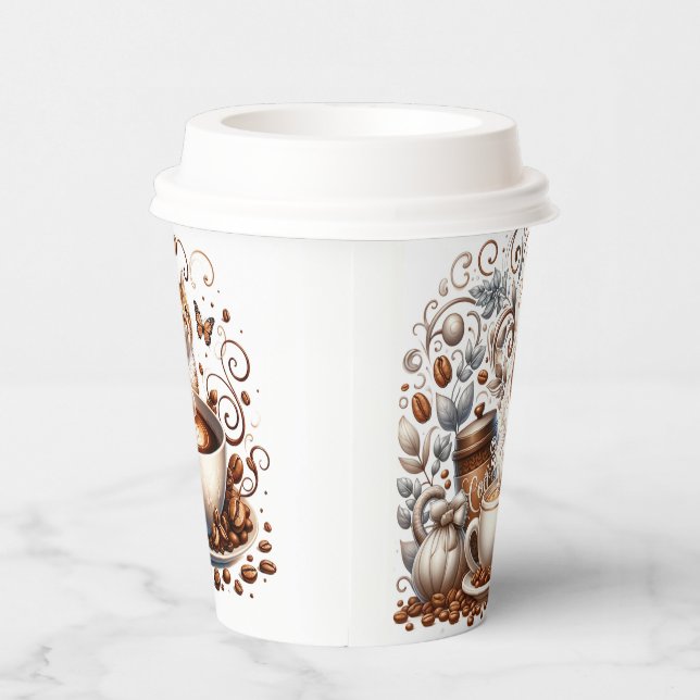 Adorable Kitten paper Coffee Cup Whimsical Cat (Right)