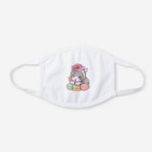 Adorable Kitten with Green Yellow Pink Macaroons White Cotton Face Mask (Front)