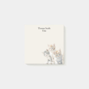 Adorable Kittens Cream Watercolor Animal Post-it Notes