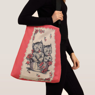 adorable kittens in a flower basket crossbody bag