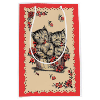 adorable kittens in a flower basket medium gift bag