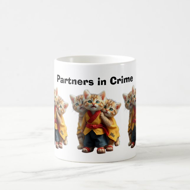 🐱 Adorable Kittens in Matching Outfits - Cute Cat Coffee Mug (Center)