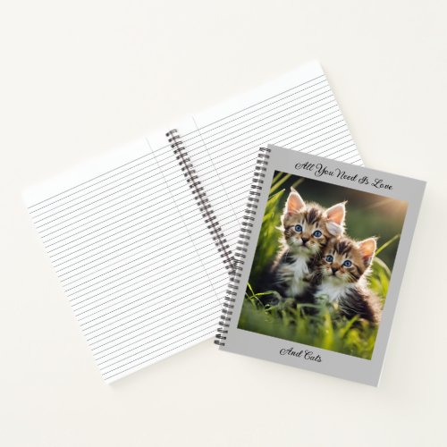 Adorable Kittens In The Grass Notebook